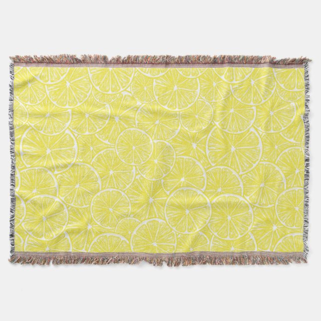 Lemon slices pattern design throw blanket (Front)