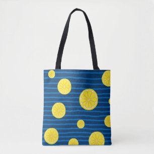 Lemon slices pattern tote bag