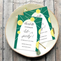 Lemon Slices Rich Green Glitter Geometric