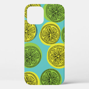 Lemon slices vintage illustration. iPhone 12 case