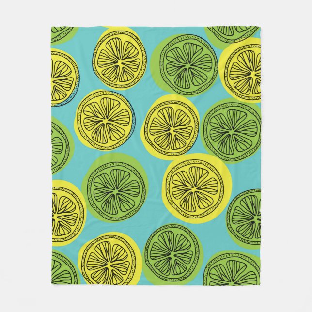 Lemon slices vintage illustration. fleece blanket (Front)