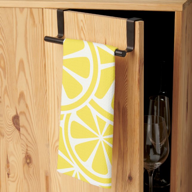 Lemon Slices Yellow Summer Kitchen Towel (Thirds Fold)