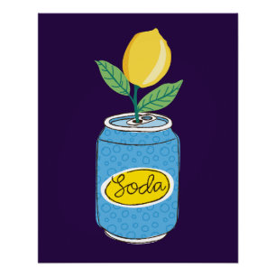 Lemon Soda Can with Fruit Branch – Fun Pop Art Poster