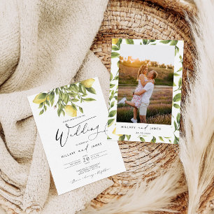 Lemon Sorrento Amalfi Coast Calligraphy Wedding Invitation