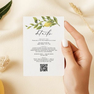Lemon Sorrento Amalfi QR Code Wedding Details Enclosure Card