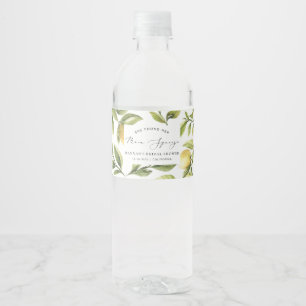 Lemon Sorrento Bridal Shower Water Bottle Label