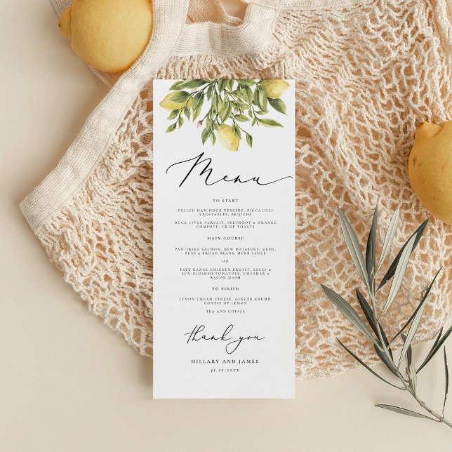 Lemon Sorrento Mediterranean Wedding Dinner Menu (Creator Uploaded)