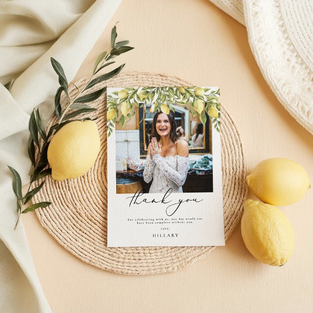Lemon Sorrento Photo Bridal Shower Thank you card (Creator Uploaded)