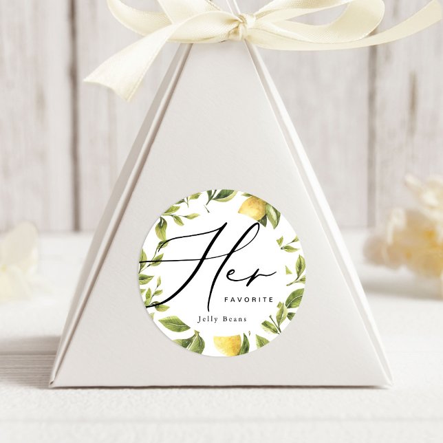 Lemon Sorrento Wedding Her Favourite Favour  Classic Round Sticker (Creator Uploaded)