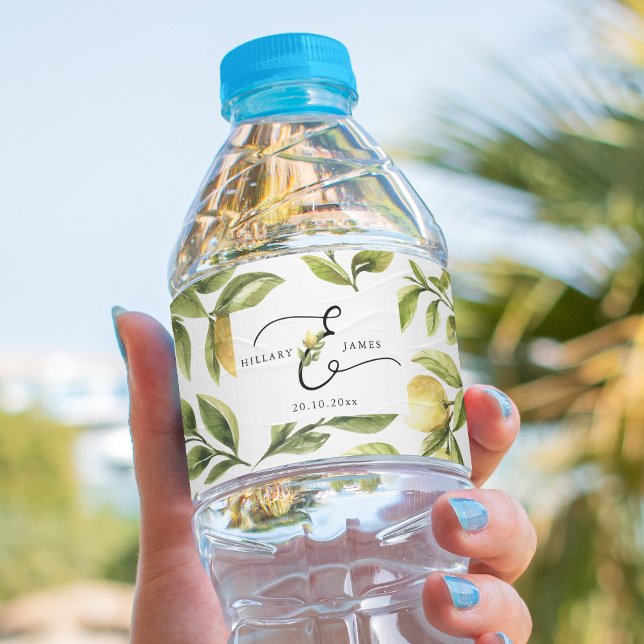 Lemon Sorrento Wedding Water Bottle Label (Creator Uploaded)