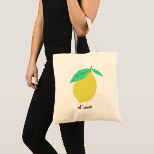 Lemon Spanish Flash Cards Fruity Fun Limón Tote Bag