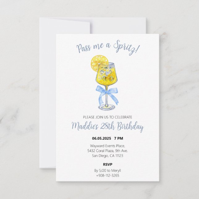 Lemon Spritz Birthday Invitation (Front)
