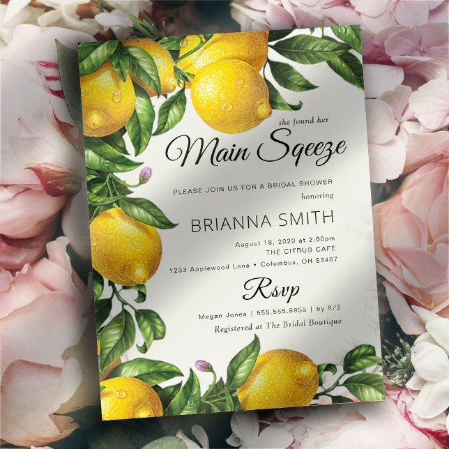 Lemon Squeeze Elegant Bridal Shower Invitation (Creator Uploaded)