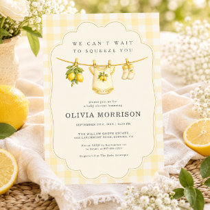 Lemon Squeeze Gingham Yellow Baby Shower Invitation