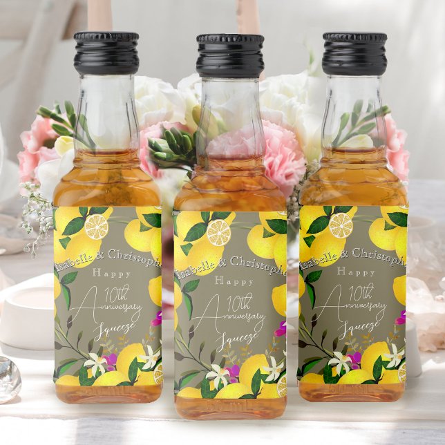 Lemon Squeeze  Liquor Bottle Label (10th Wedding Anniversary Lemon Squeeze Liquor Label)