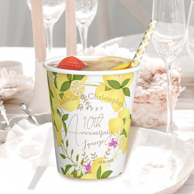 Lemon Squeeze White Paper Cups (10th Anniversary Wedding 
Party Paper Cup)