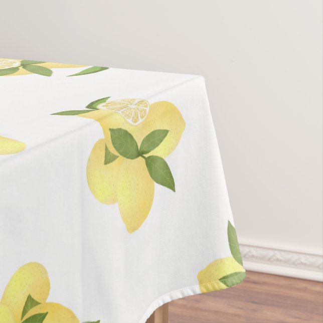 Lemon Squeeze White Tablecloth (In Situ)