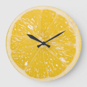 Lemon Squeezy Yellow Fruit Slice Large Clock