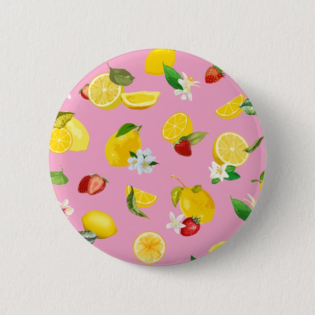 Lemon & Strawberry 1 6 Cm Round Badge (Front)