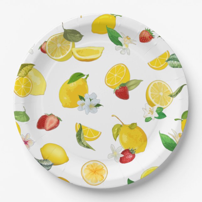 Lemon & Strawberry 2 Paper Plate (Front)