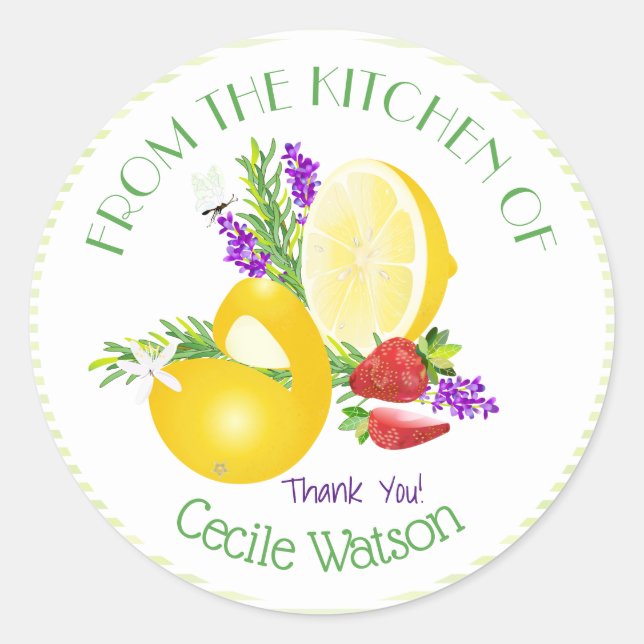 Lemon Strawberry Fruit Classic Round Sticker (Front)