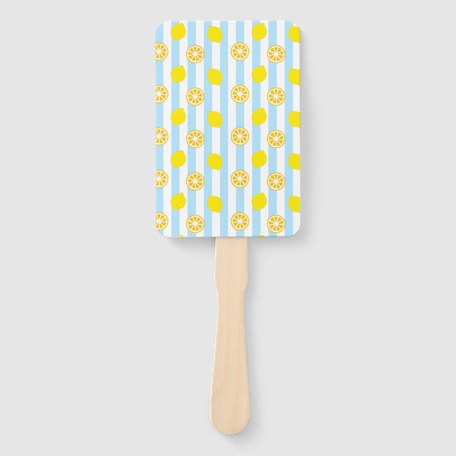 Lemon Striped Handfan Hand Fan (Front)
