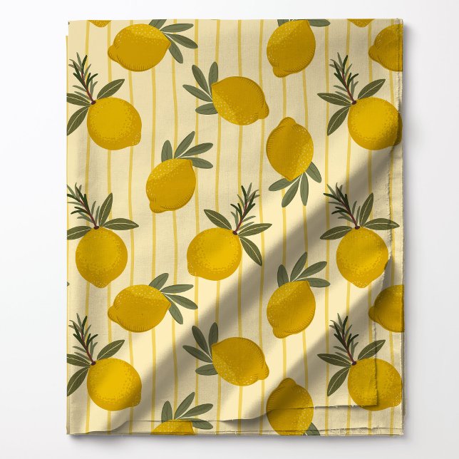 Lemon Striped Summer Botanical Yellow Citrus Fabric (Creator Uploaded)