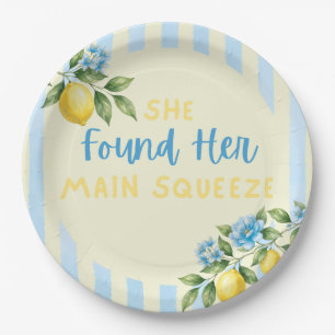 Lemon Stripes Main Squeeze Bridal Shower Paper Plate