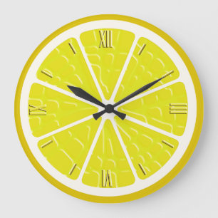Lemon Stylised Fruit Slice Large Clock