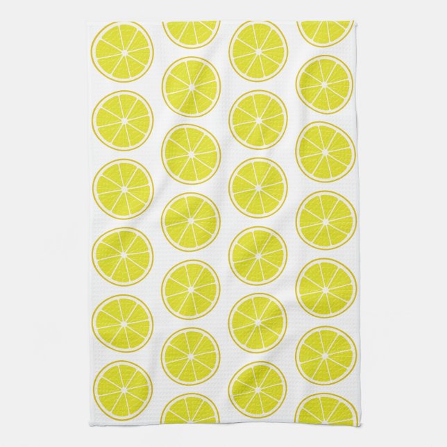 Lemon Stylised Fruit Slices Tea Towel (Vertical)