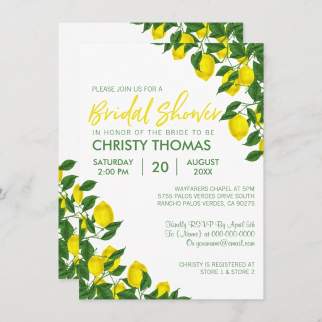 Lemon Summer | Bridal Shower Invite (Front/Back)