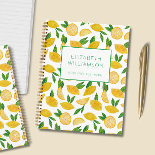 Lemon summer citrus fruit pattern notebook