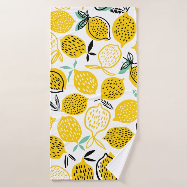 Lemon Summer Design Vintage Illustration Bath Towel (Bath Towel)