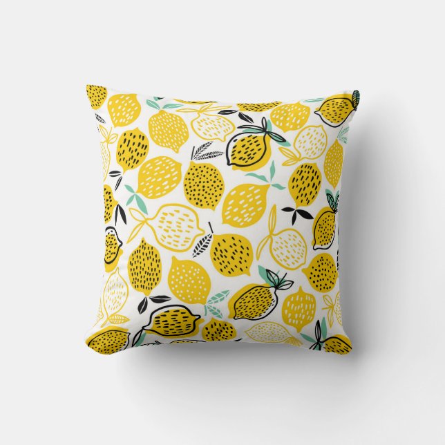 Lemon Summer Design Vintage Illustration Cushion (Front)