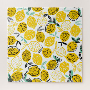 Lemon Summer Design Vintage Illustration Jigsaw Puzzle