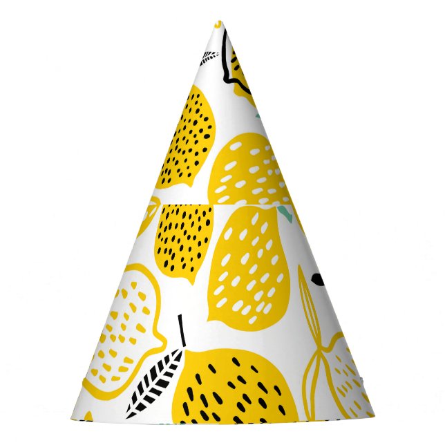Lemon Summer Design Vintage Illustration Party Hat (Front)