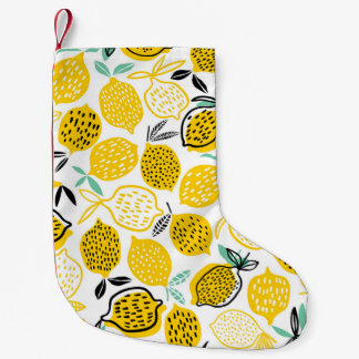 Lemon Summer Design Vintage Illustration Small Christmas Stocking
