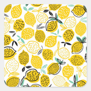 Lemon Summer Design Vintage Illustration Square Sticker