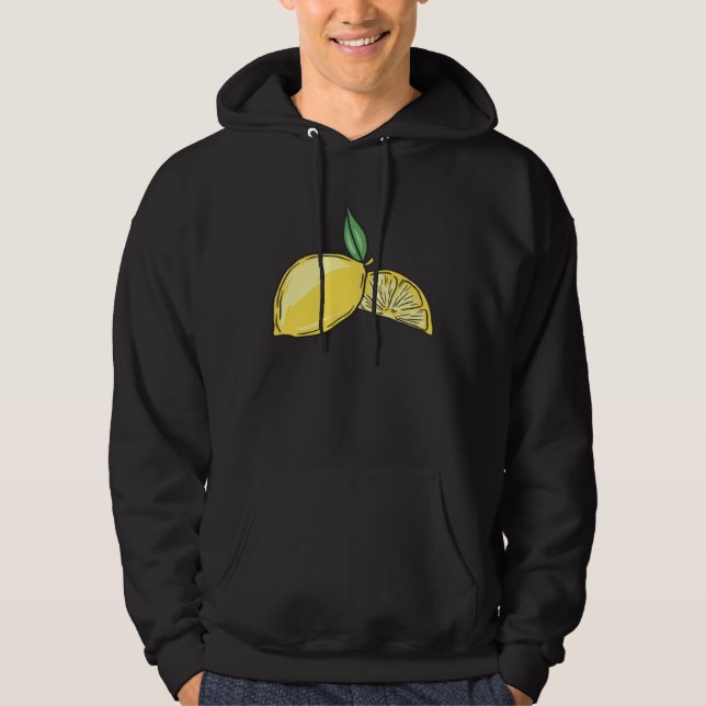 Lemon Summer Fruit with Green Leaves Vegan Vegetar Hoodie (Front)