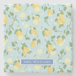 Lemon Summer Fruits Personalized Stone Coaster