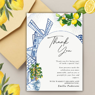 Lemon Summer Italian Bridal Shower Arch Thank You Card
