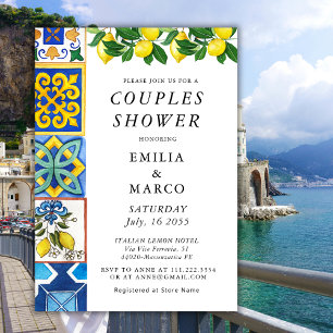 Lemon Summer Italian Tiles Couples Shower Invitation