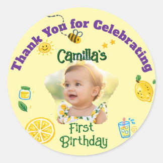 Lemon Summer Theme Kids Birthday Classic Round Sticker