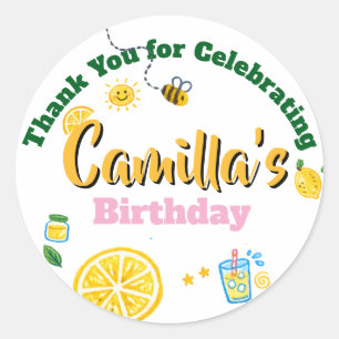 Lemon Summer Theme Kids Birthday Classic Round Sticker