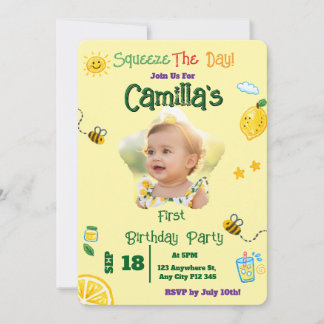 Lemon Summer Theme Kids Birthday Invitation Card