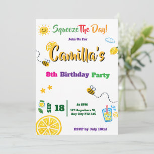 Lemon Summer Theme Kids Birthday Invitation Card