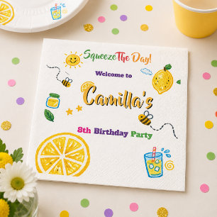 Lemon Summer Theme Kids Birthday Napkin
