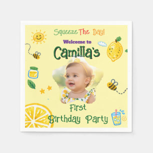Lemon Summer Theme Kids Birthday Napkin