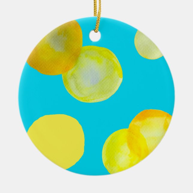 Lemon sun yellow circle art ceramic tree decoration (Front)