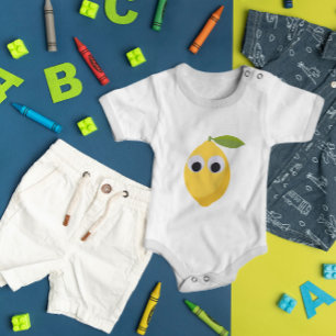 Lemon, sweet fruit with googly eyes baby bodysuit